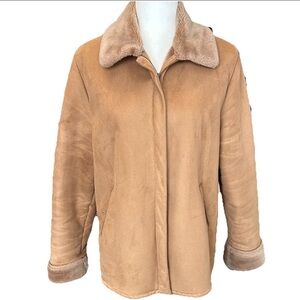 Nuage Women's Tan Jacket Size Medium Faux Sherpa